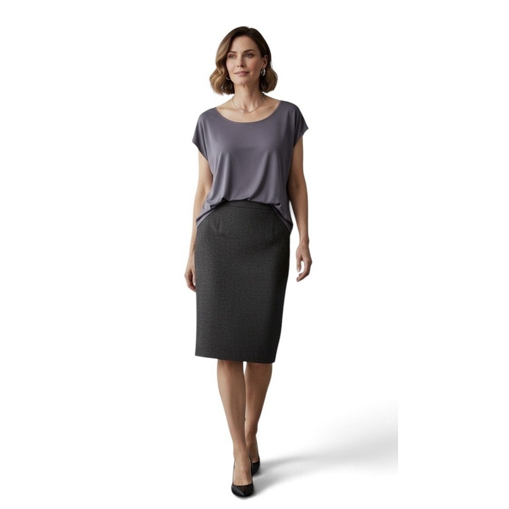 Eileen Fisher Gray Boxy 100% Silk Top Size XL Quiet Luxury Office Minimalist